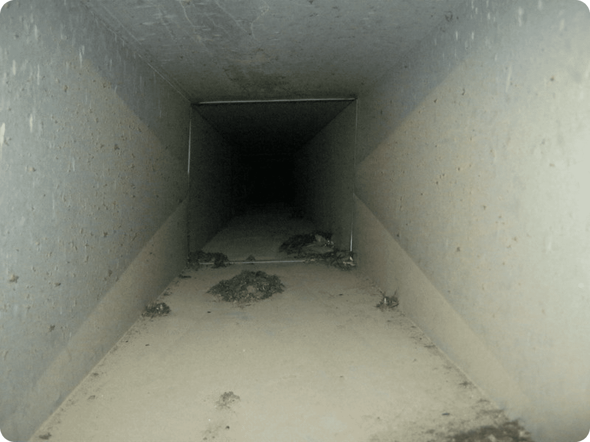 Dirty ventilation shaft with debris