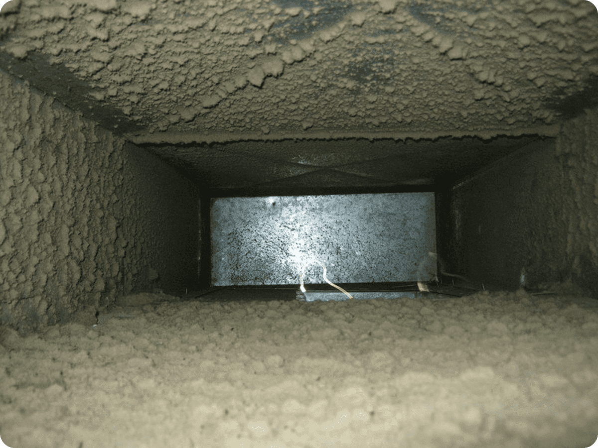 Inside view of a dusty duct