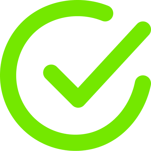 Green checkmark icon on black background